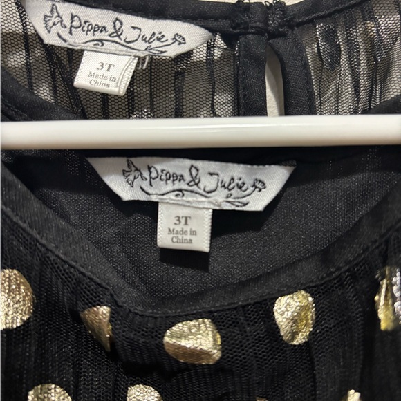 Pippa and Julie Metallic Polka Dot Mesh Float Christmas Dress, Girls 3T - Picture 6 of 10